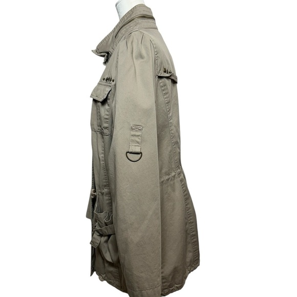 Black Rivet Green Olive Utility Khaki Military Cargo Jacket Size 1X Full Zipper - Picture 4 of 12